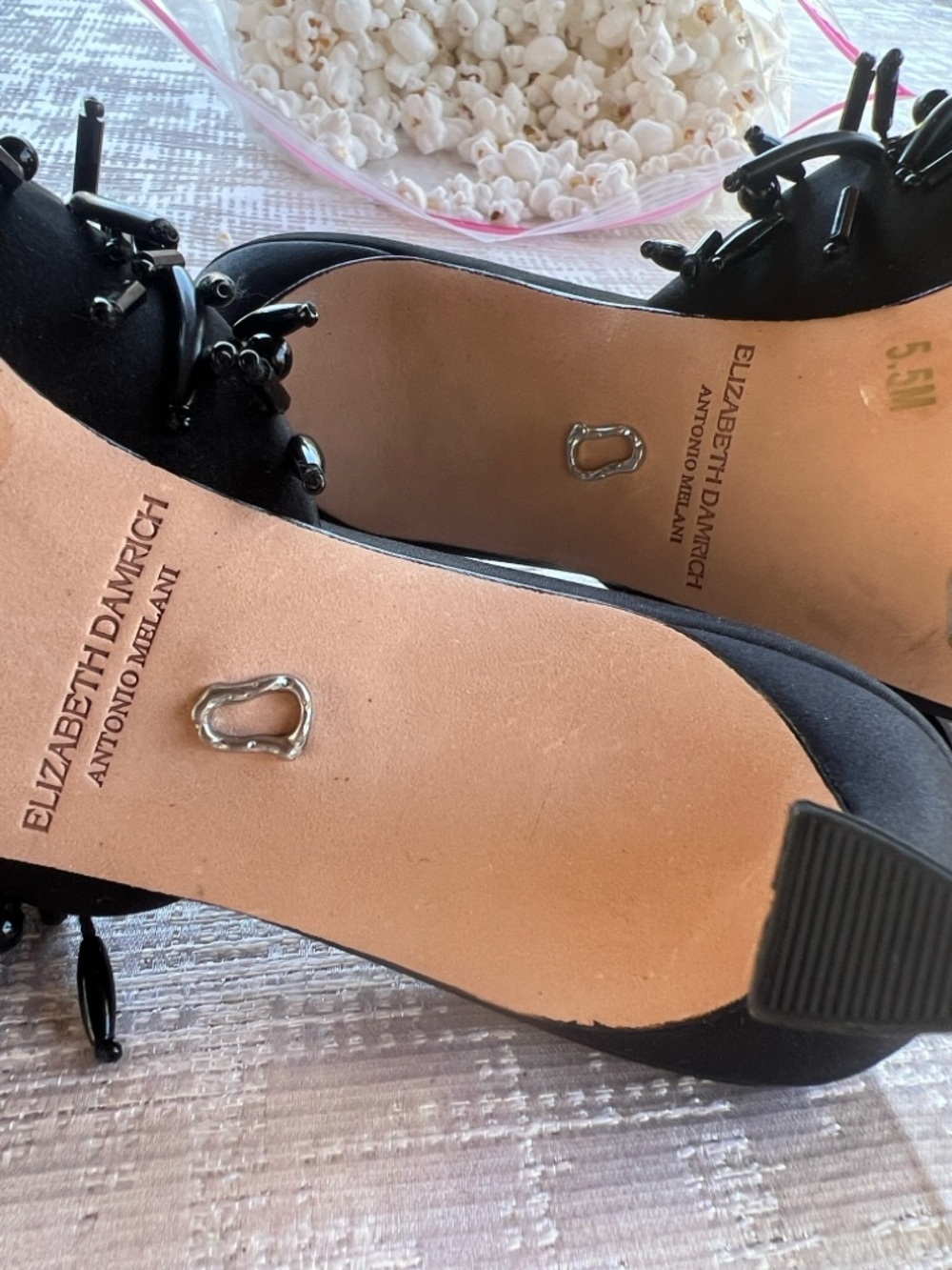 NWOB $129 Antonio Melani x Elizabeth Damrich Babe Satin Beaded Mules Size 5.5M - Picture 5 of 5